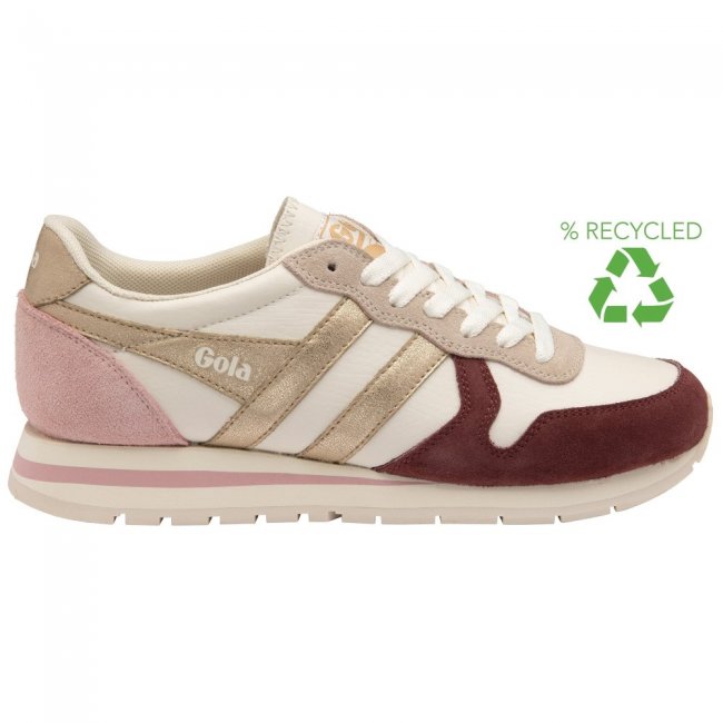Gola Classics Women's Daytona Quadrant Sneakers - Off White/Windsor Wine/Gold/Chalk Pink