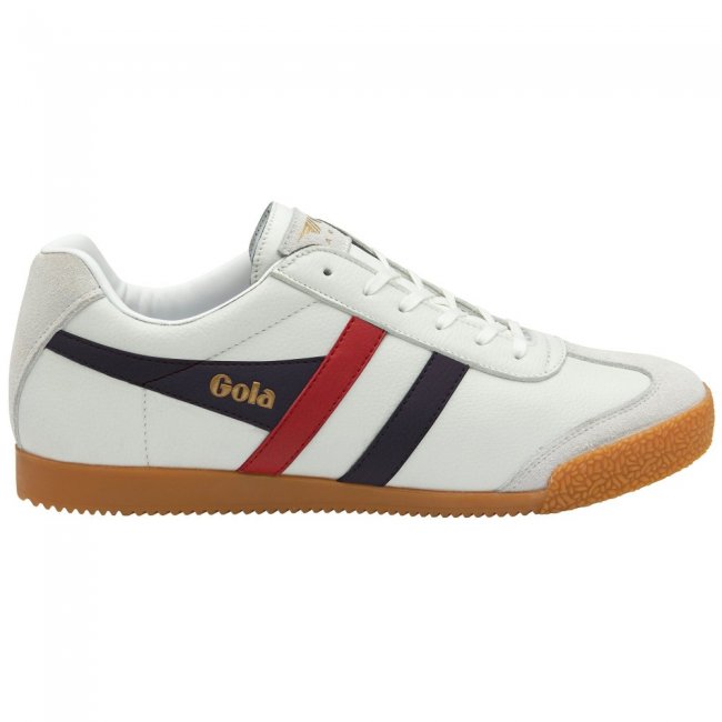 Gola Classics Men's Harrier Leather Sneakers - White/Navy/Red