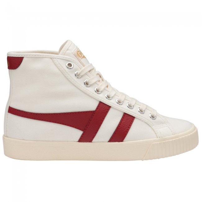Vegan Gola Classics Women's Tennis Mark Cox High Sneakers - Off White/Deep Red