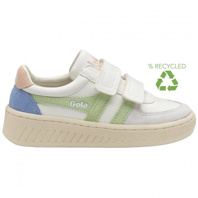 Gola Classics Kids' Grandslam Trident Strap Sneakers - White/Patina Green/Pearl Pink