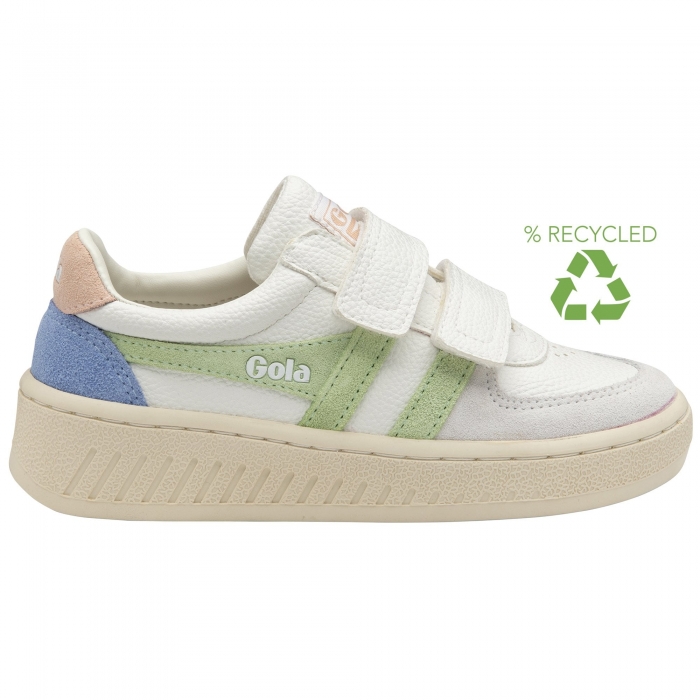 Gola Classics Kids' Grandslam Trident Strap Sneakers - White/Patina Green/Pearl Pink
