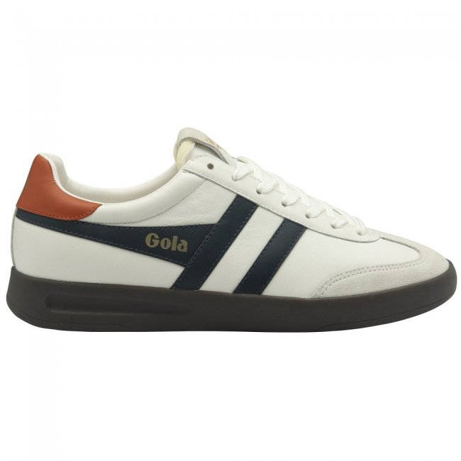 Gola Classics Men's Cyclone Leather Sneakers - White/Navy/Moody Orange/Dark Gum