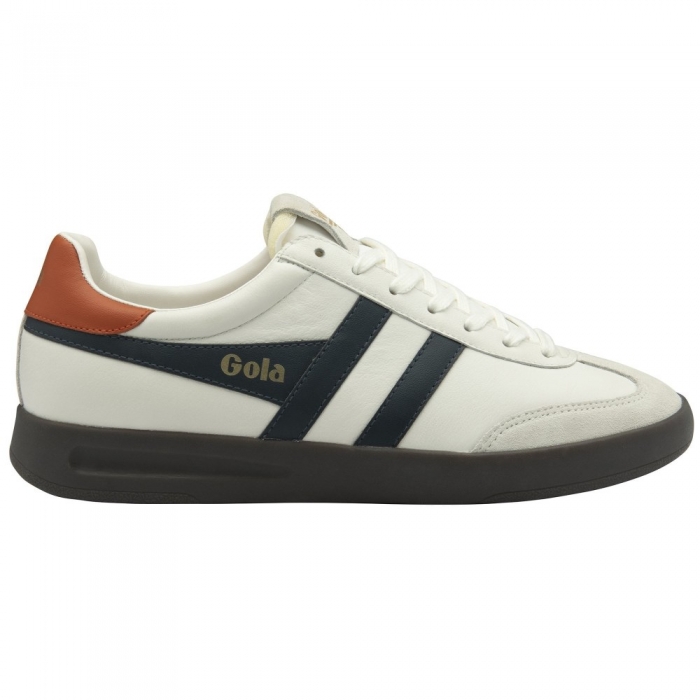 Gola Classics Men's Cyclone Leather Sneakers - White/Navy/Moody Orange/Dark Gum