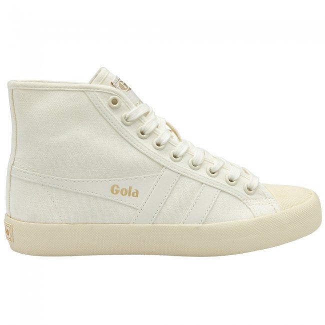 Vegan Gola Classics Women's Coaster High Sneakers - Off White/Off White/Gold