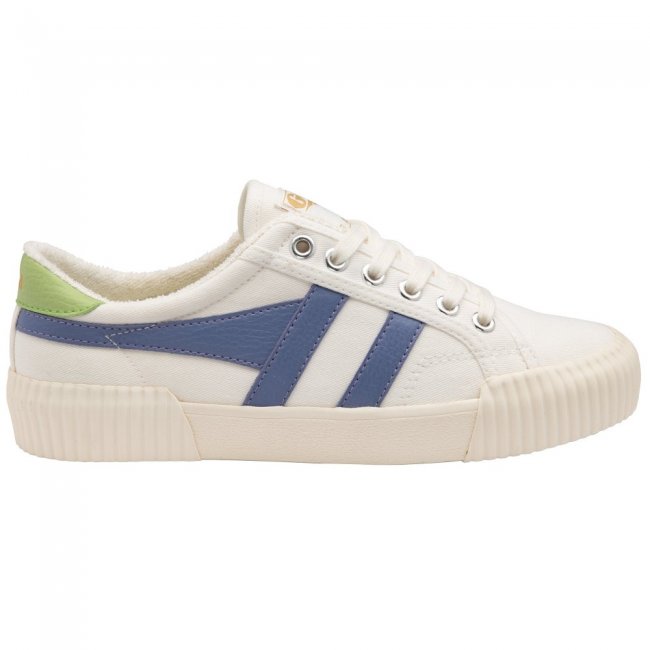 Vegan Gola Classics Women's Rally Plimsoll Sneakers - Off White/Lavender/Patina Green