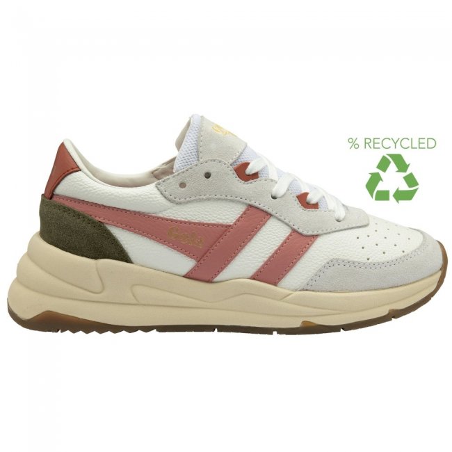 Gola Classics Women's Saturn Sneakers - White/Coral Pink/Khaki