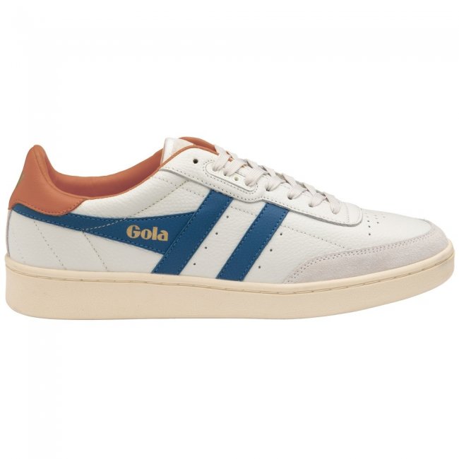 Gola Classics Men's Contact Leather Sneakers - White/Marine Blue/Moody Orange