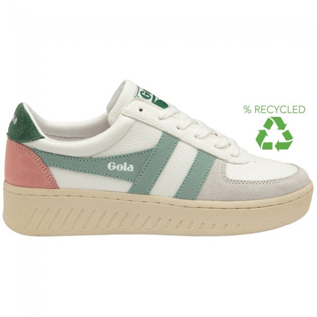 Gola Classics Women's Grandslam Trident Sneakers - White/Green Mist/Evergreen