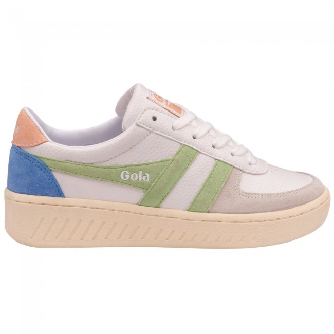 Gola Classics Women's Grandslam Trident Sneakers - White/Patina Green/Pearl Pink