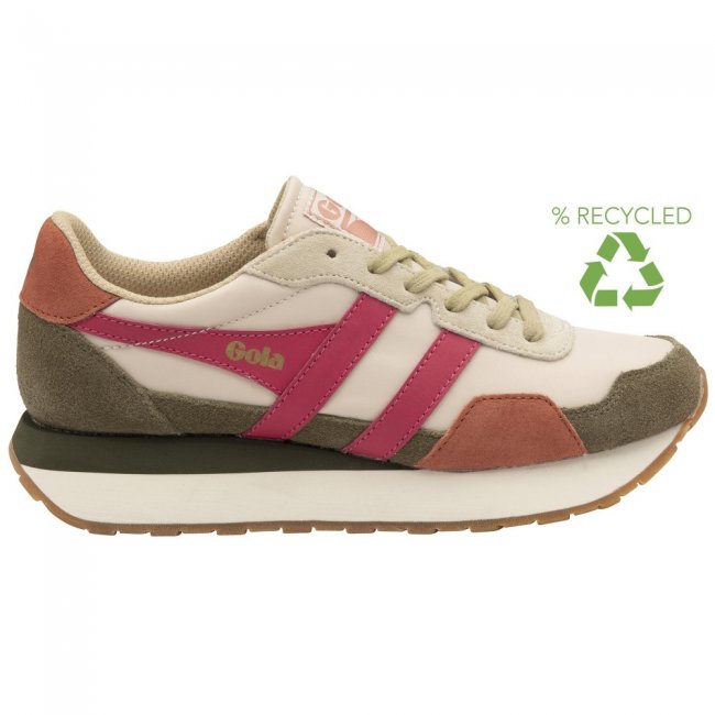 Gola Classics Women's Indiana Sneakers - Wheat/Khaki/Raspberry
