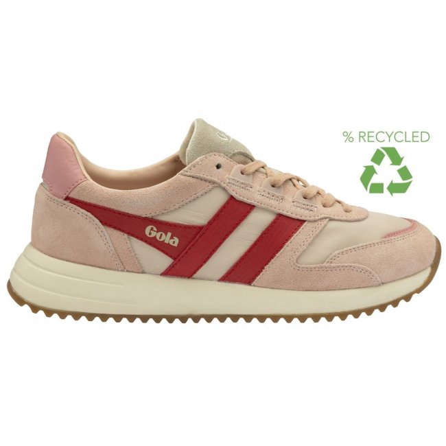 Gola Classics Women's Chicago Sneakers - Wheat/Pearl Pink/Deep Red