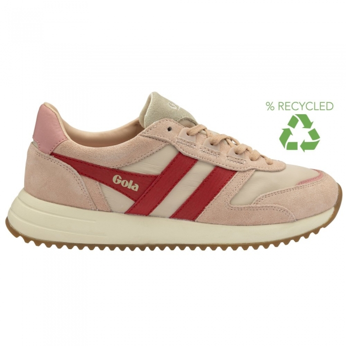 Gola Classics Women's Chicago Sneakers - Wheat/Pearl Pink/Deep Red