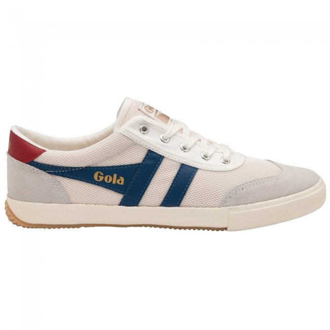 Gola Classics Men's Badminton Mesh Plimsoll Sneakers - Off White/Marine Blue/Deep Red