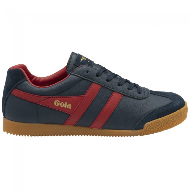 Gola Classics Men's Harrier Leather Sneakers - Navy/Deep Red/Deep Red