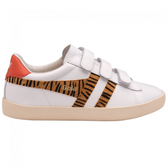 Gola Classics Women's Nova Strap Safari Sneakers - White/Tiger/Hot Coral