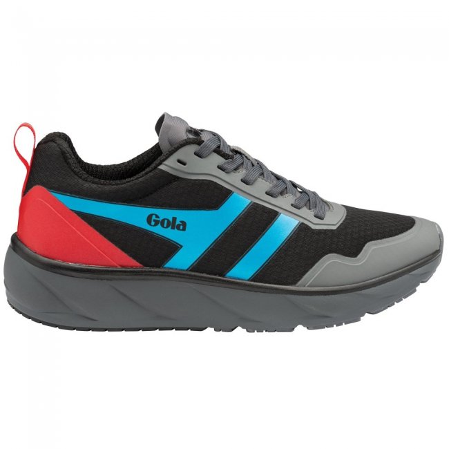 Gola Performance Men's Typhoon Sneakers - Black/Charcoal/Process Blue/Deep Red