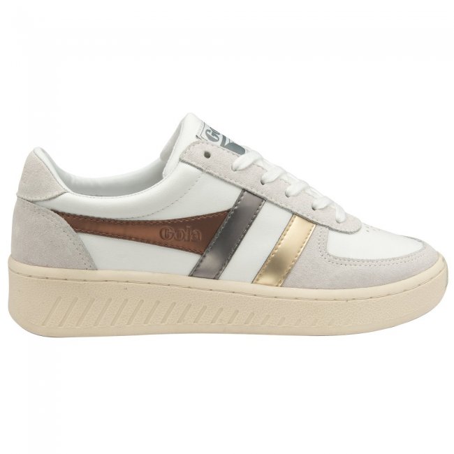 Gola Classics Women's Grandslam Trident Metallic Sneakers - White/Bronze/Gold