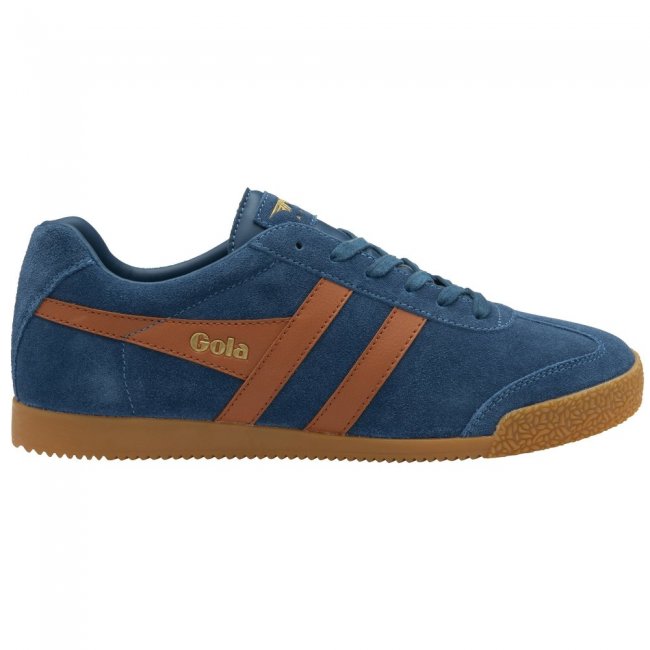 Gola Classics Men's Harrier Suede Sneakers - Marine Blue/Moody Orange