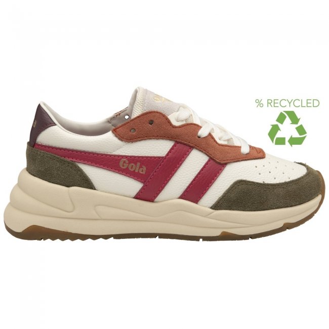 Gola Classics Women's Saturn Quadrant Sneakers - Off White/Khaki/Raspberry