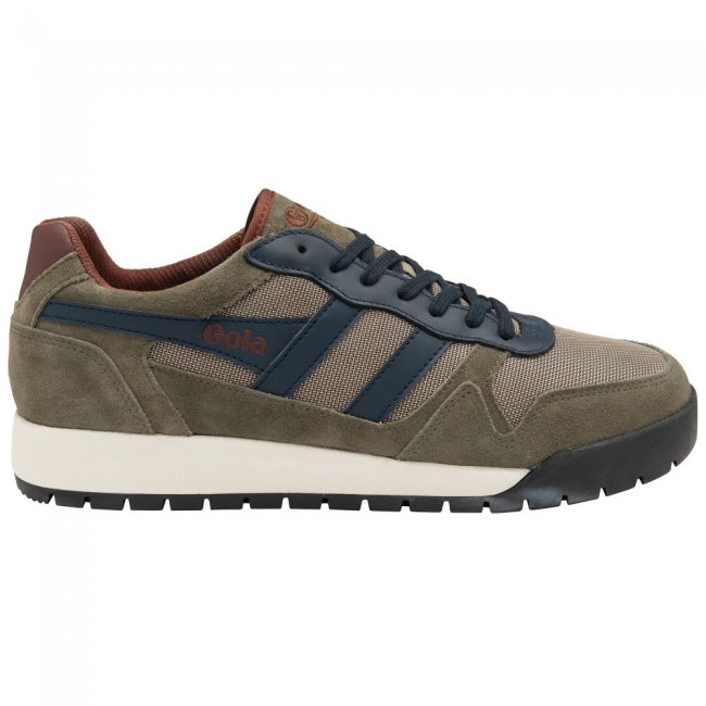 Gola Classics Men's Trek Low Sneakers - Khaki/Navy/Burgundy
