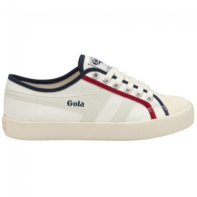 Vegan Gola Classics Women's Coaster Smash - Off White/Navy/Deep Red