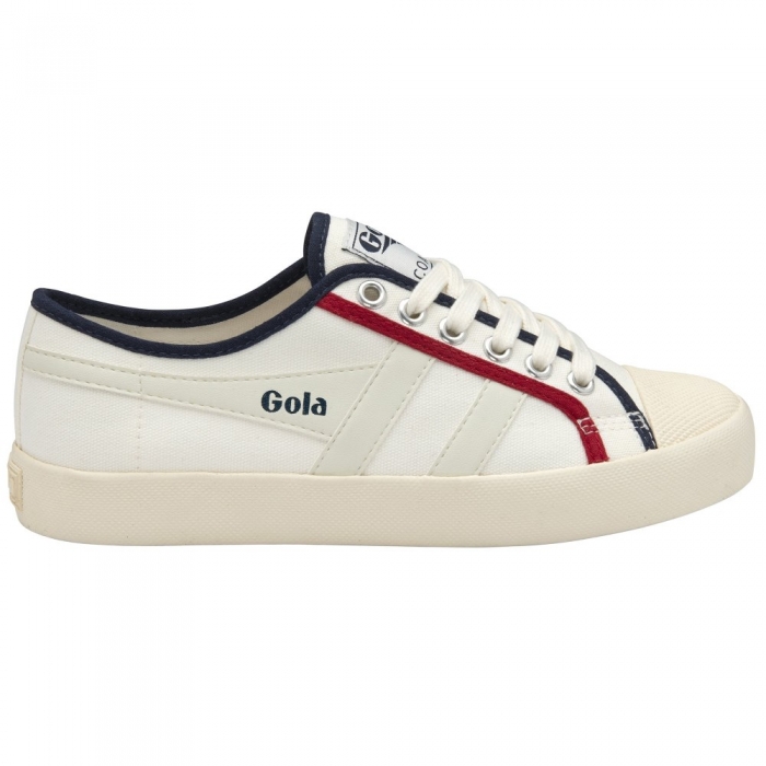 Vegan Gola Classics Women's Coaster Smash - Off White/Navy/Deep Red