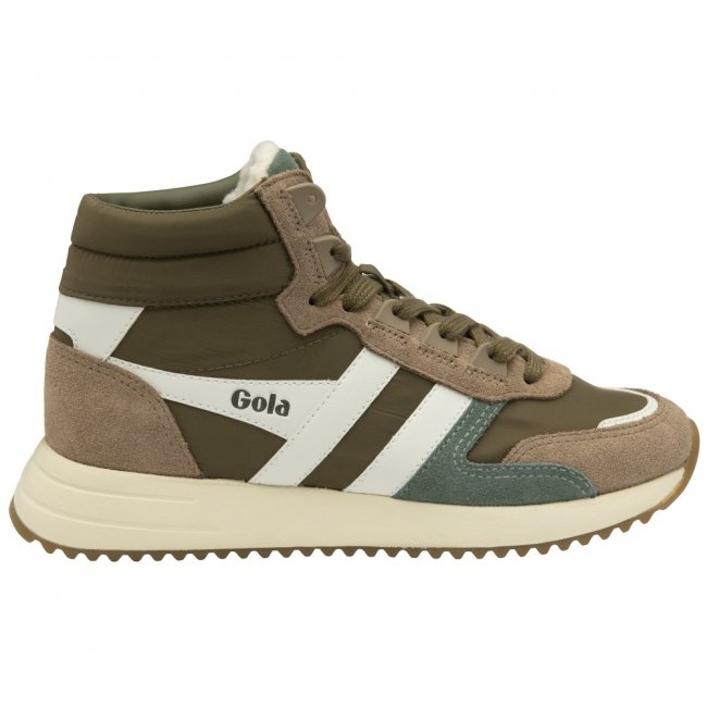 Gola Classics Women's Chicago High Sneakers - Khaki/Cappuccino/Off White
