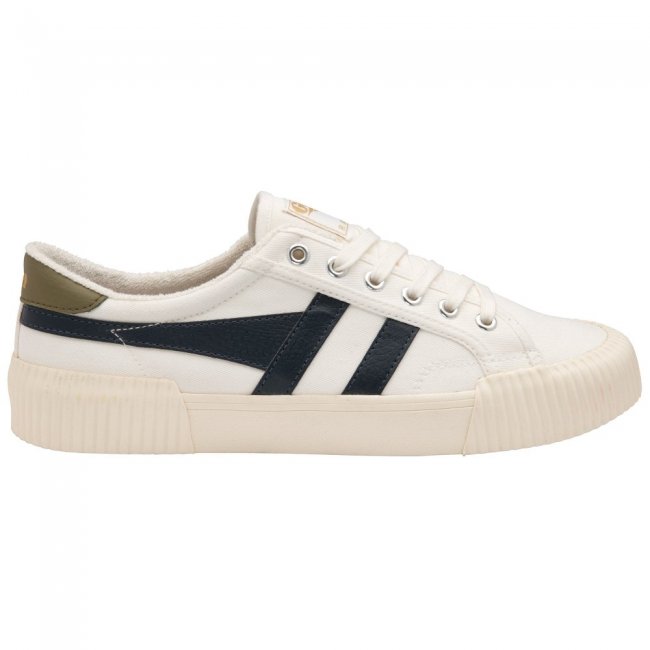 Vegan Gola Classics Men's Rally Plimsoll Sneakers - Off White/Navy/Khaki
