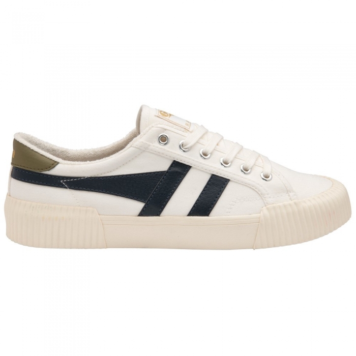 Vegan Gola Classics Men's Rally Plimsoll Sneakers - Off White/Navy/Khaki