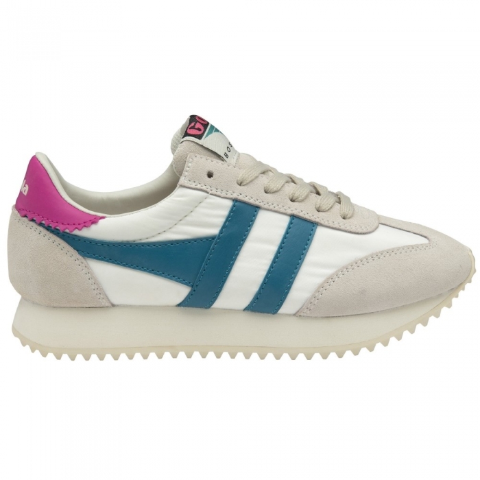 Gola Classics Women's Boston '78 Sneakers - Off White/Teal/Fuchsia