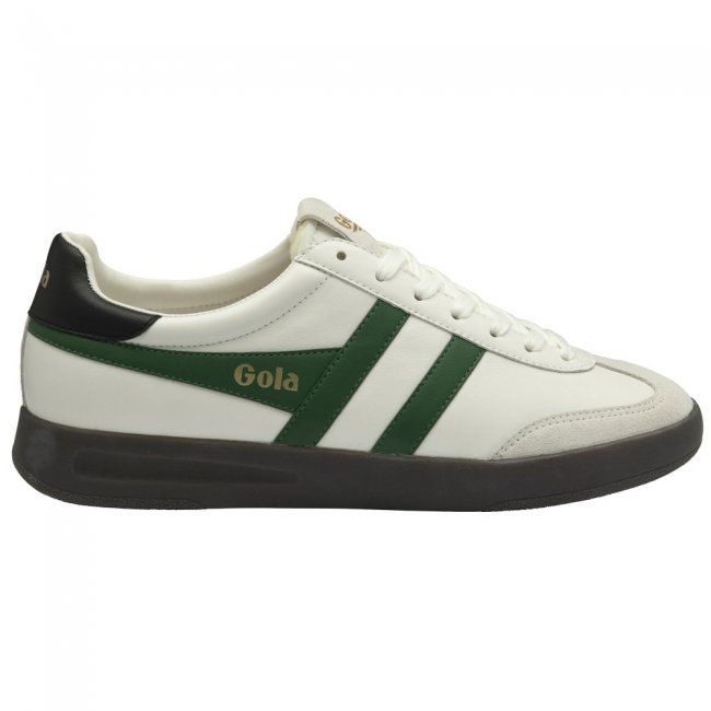 Gola Classics Men's Cyclone Leather Sneakers - White/Evergreen/Black/Dark Gum