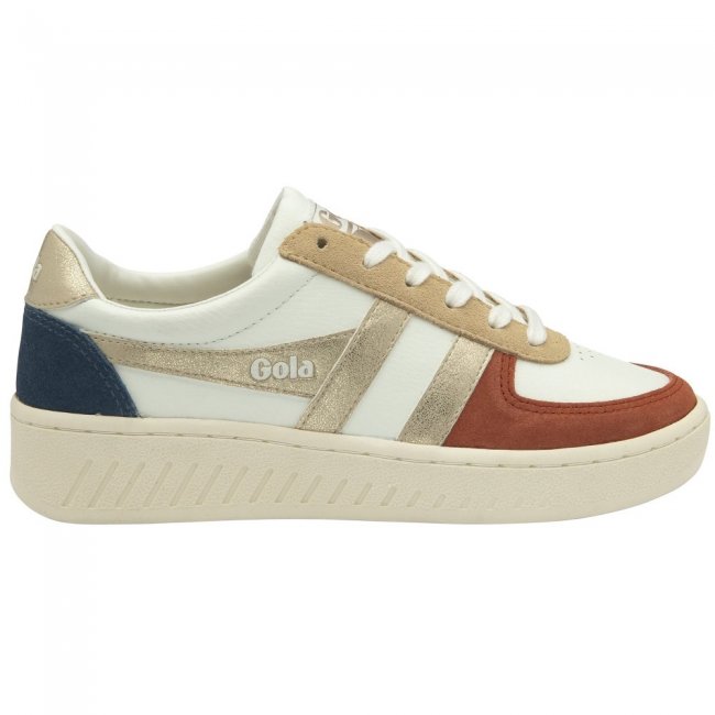 Gola Classics Women's Grandslam Quadrant Sneakers - Off White/Orange Spice/Gold/Ink
