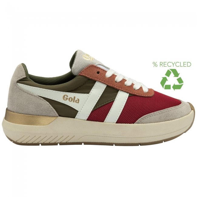 Gola Classics Women's Raven Sneakers - Raspberry/Khaki/Feather Grey