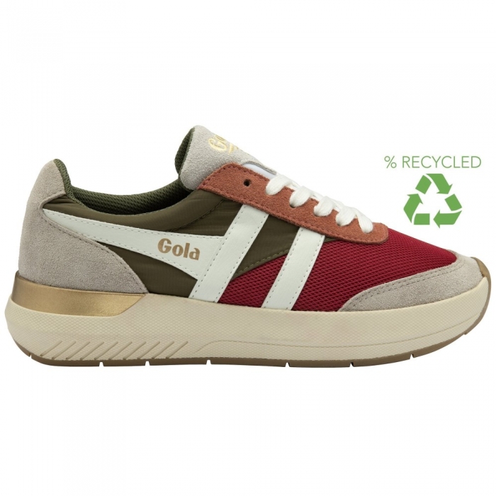 Gola Classics Women's Raven Sneakers - Raspberry/Khaki/Feather Grey