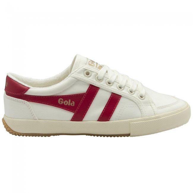 Vegan Gola Classics Women's Stratus Plimsoll Sneakers - Off White/Raspberry