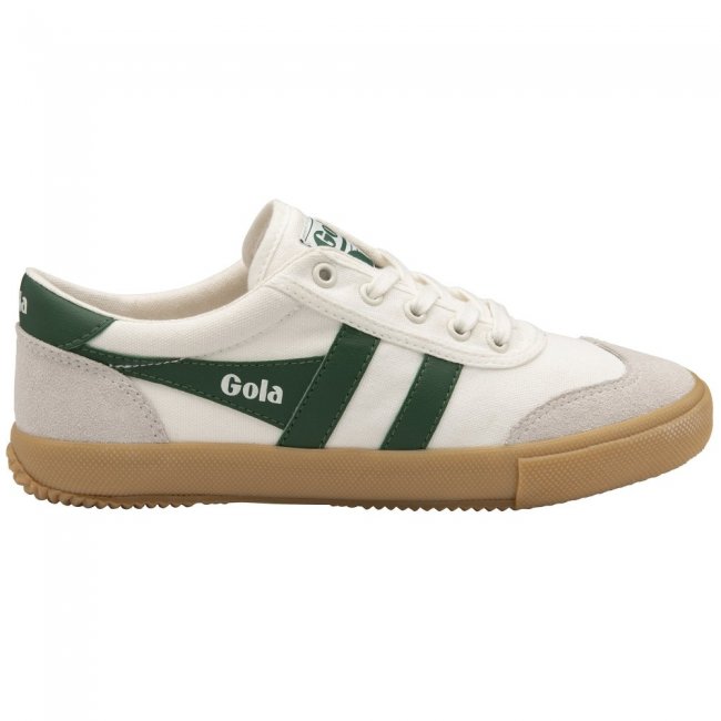 Gola Classics Women's Badminton Plimsoll Sneakers - Off White/Green/Gum