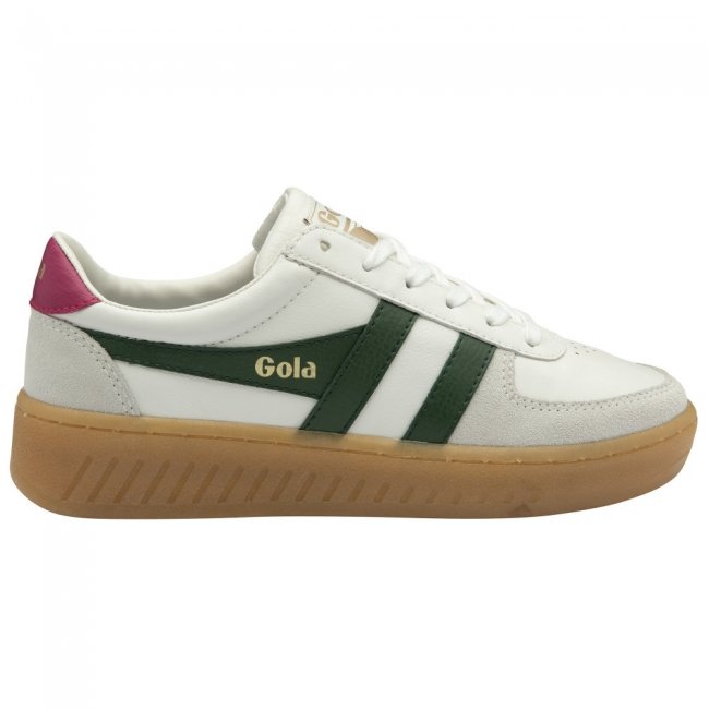 Gola Classics Women's Grandslam Elite Sneakers - White/Evergreen/Fuchsia/Gum