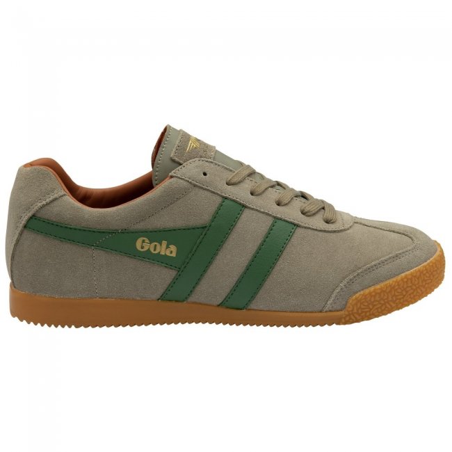 Gola Classics Men's Harrier Suede Sneakers - Rhino/Evergreen/Moody Orange