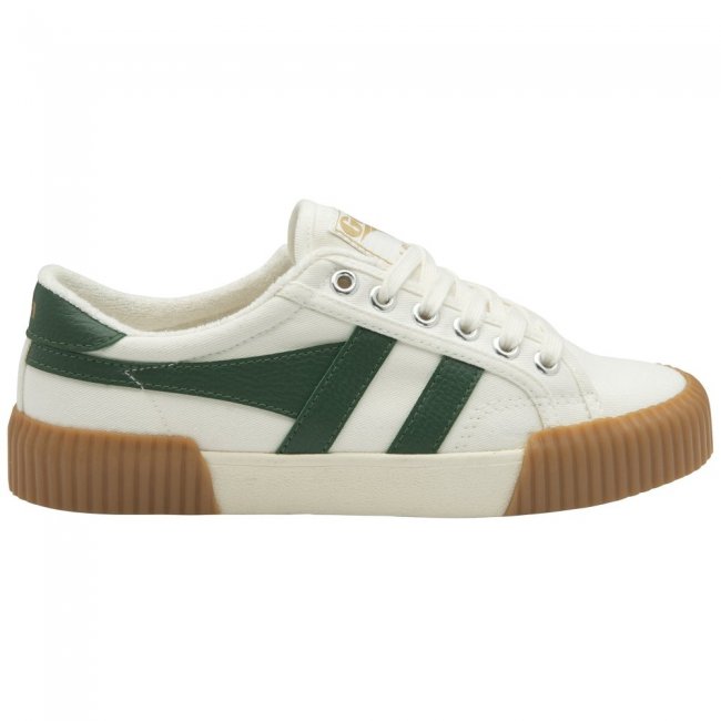 Vegan Gola Classics Women's Rally Plimsoll Sneakers - Off White/Green