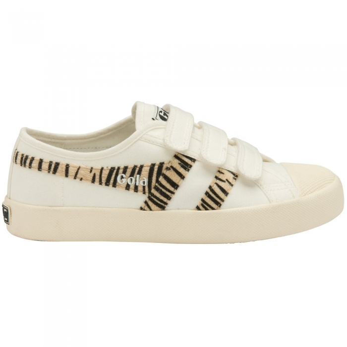 Vegan Gola Classics Women's Coaster Safari Strap Sneakers - Off White/Zebra