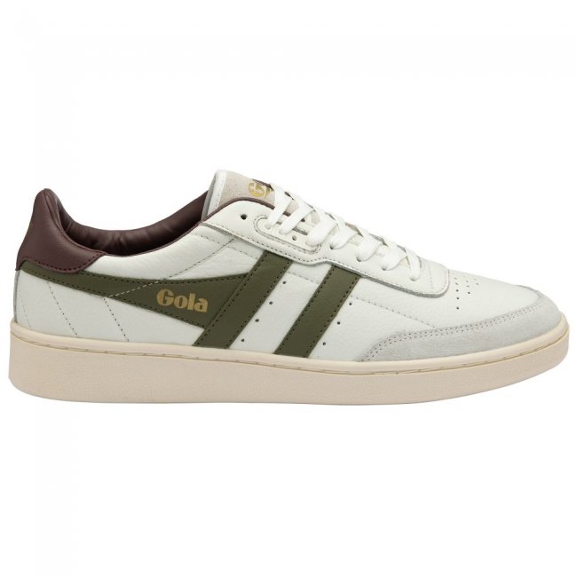 Gola Classics Men's Contact Leather Sneakers - White/Khaki/Burgundy