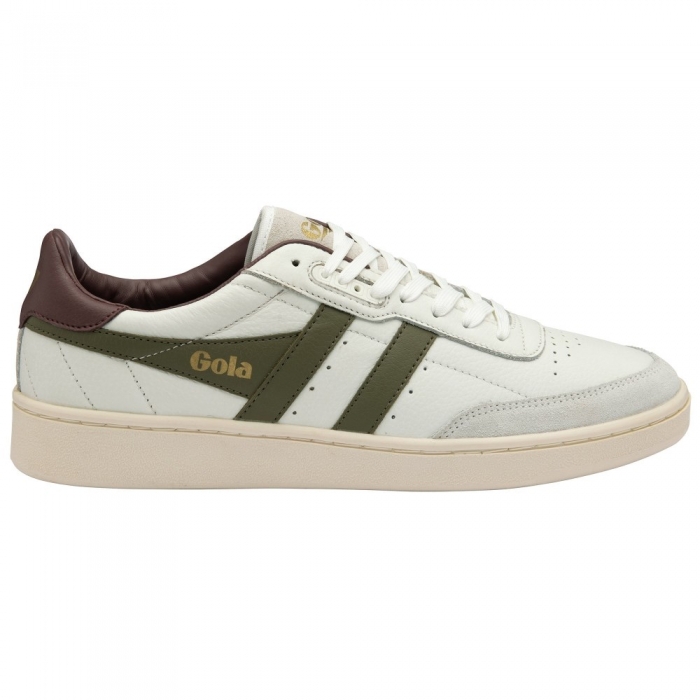 Gola Classics Men's Contact Leather Sneakers - White/Khaki/Burgundy