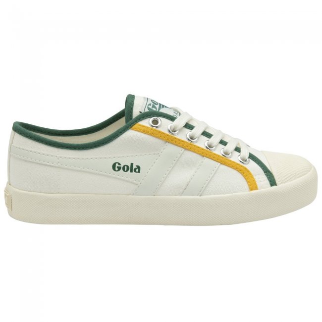 Vegan Gola Classics Women's Coaster Smash - Off White/Dark Green/Sun
