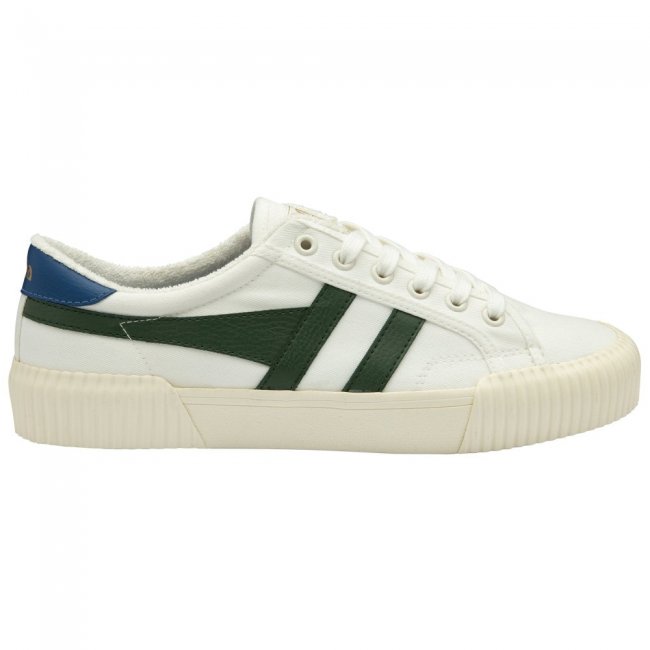 Vegan Gola Classics Men's Rally Plimsoll Sneakers - Off White/Evergreen/Marine Blue