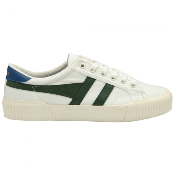 Vegan Gola Classics Men's Rally Plimsoll Sneakers - Off White/Evergreen/Marine Blue