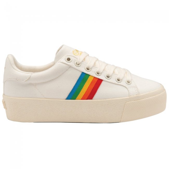 Vegan Gola Classics Women's Orchid Platform Rainbow - Off White/Multi