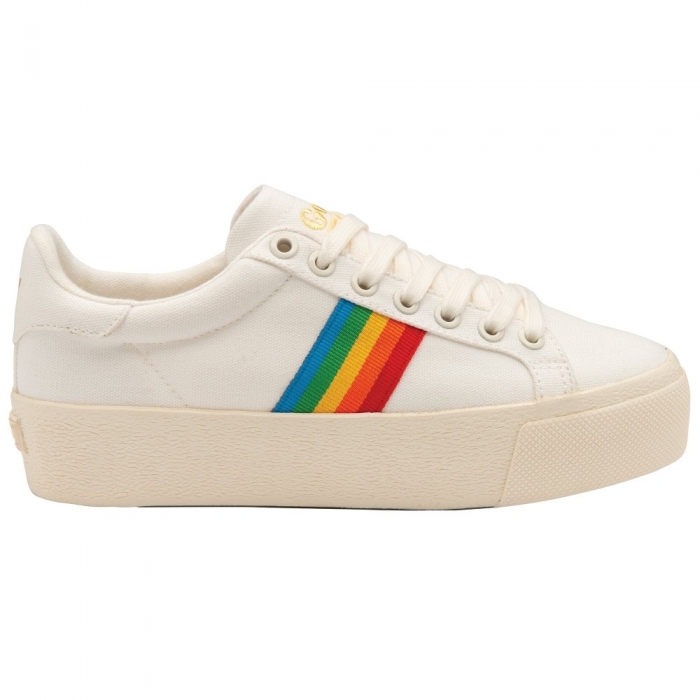 Vegan Gola Classics Women's Orchid Platform Rainbow - Off White/Multi