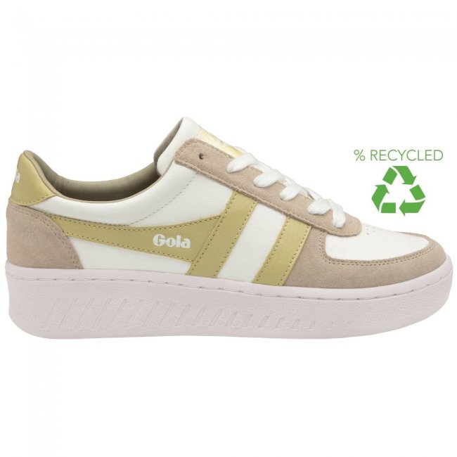 Gola Classics Women's Grandslam Pure Sneakers - White/Feather Grey/Lemon