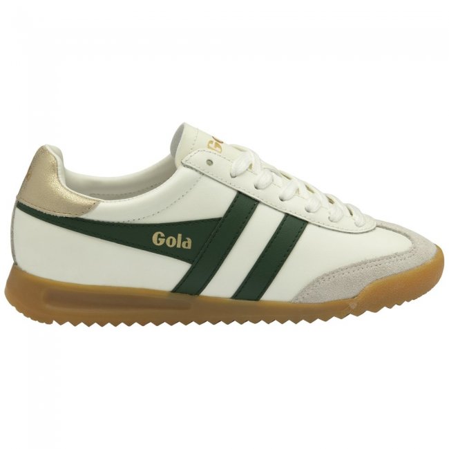 Gola Classics Women's Torpedo Leather Sneakers - Off White/Evergreen/Gold