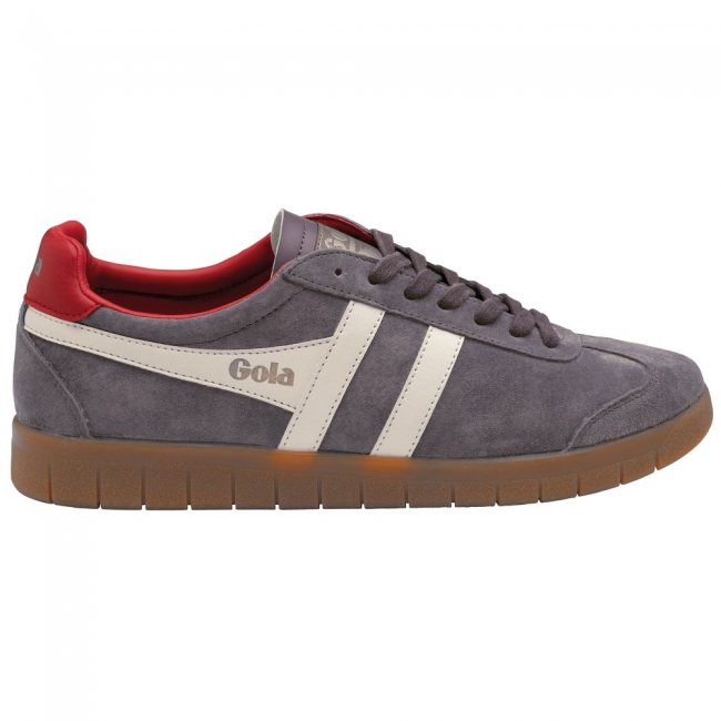Gola Classics Men's Hurricane Suede Sneakers - Ash/Off White/Deep Red/Gum